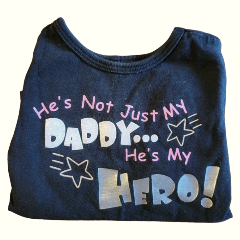 Infant Girl's Long Pink Sleeve Black T-Shirt Sz 18M Daddy Hero